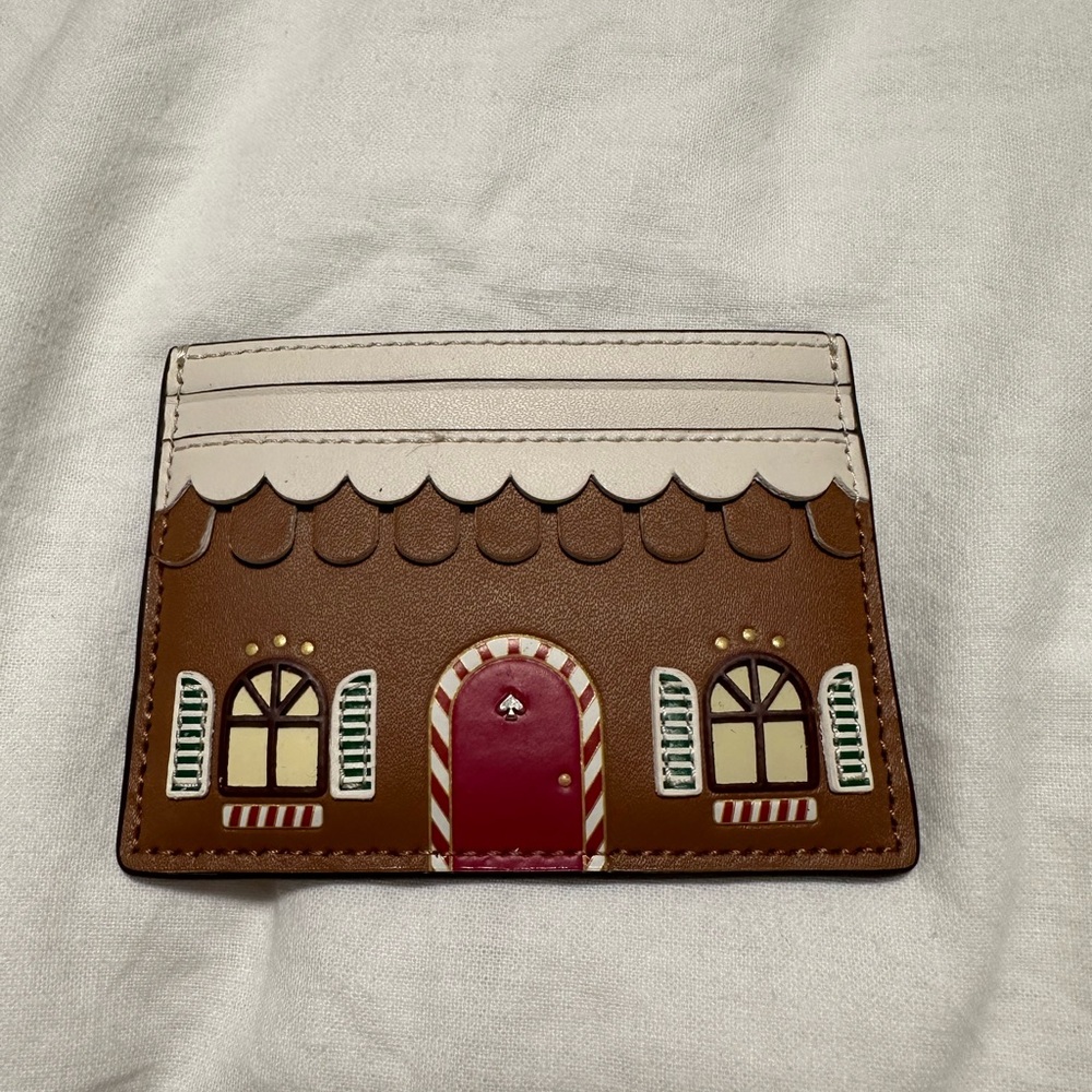 Kate Spade Gingerbread House Card Holder - Brown and Red